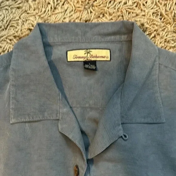 Tommy Bahama VTG Y2K Old Money Cabancore 100%Silk Blue Button Down Shirt SzL - Picture 5 of 6